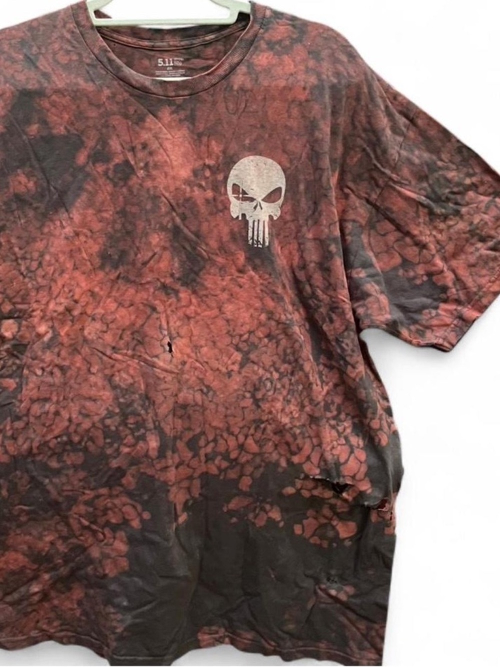 5.11 Tactical Red & Black Tie-Dye Punisher Short Sleeve Tee